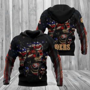 San Francisco 49ers American Flag Skull 3D Hoodie, NFL Hoodie