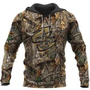 New Orleans Saints Realtree Hunting Camo 3D Hoodie, NFL Hoodie