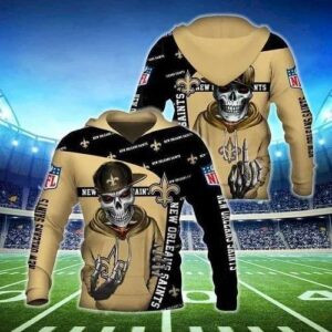 New Orleans Saints Skeleton Hip Hop 3D Hoodie, NFL Hoodie