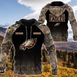 Philadelphia Eagles Personalized Hunting Camo 3D Hoodie, NFL Hoodie