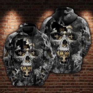New Orleans Saints Skull 3D Hoodie, NFL Hoodie