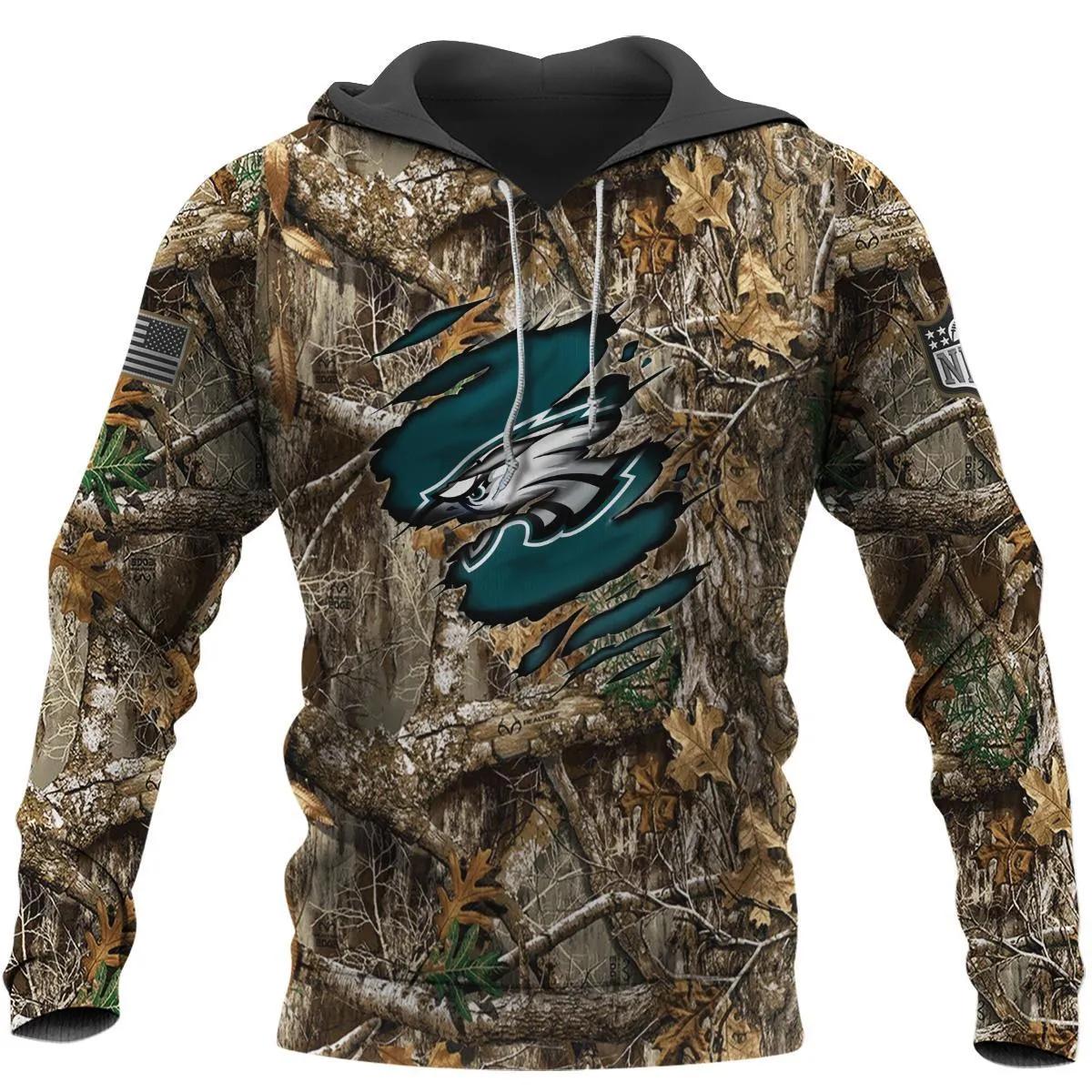 Philadelphia Eagles Realtree Hunting Camo 3D Hoodie, NFL Hoodie Philadelphia Eagles Realtree Hunting Camo 3D Hoodie, NFL Hoodie