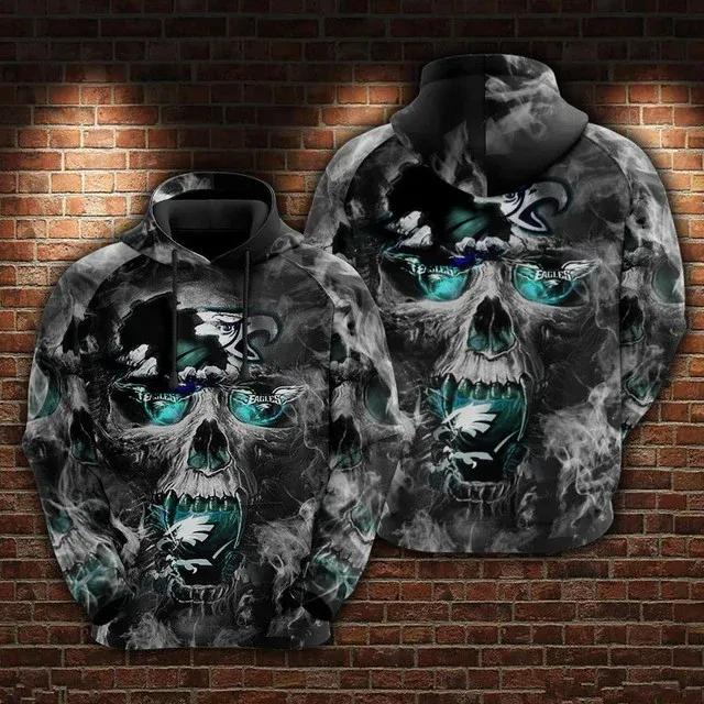 Philadelphia Eagles Skull 3D Hoodie, NFL Hoodie Philadelphia Eagles Skull 3D Hoodie, NFL Hoodie