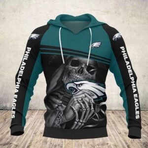 Philadelphia Eagles Skull Death 3D Hoodie, NFL Hoodie