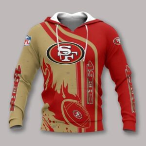 San Francisco 49ers Fire Ball All Over Print Hoodie, NFL Hoodie