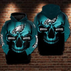 Philadelphia Eagles Skull NFL 3D Hoodie, NFL Hoodie