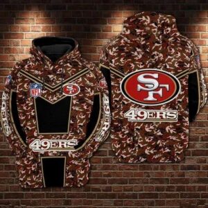 San Francisco 49ers Football Camouflage Red 3D Hoodie, NFL Hoodie