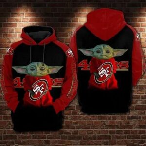 San Francisco 49ers Football Hug Yoda Red Black 3D Hoodie, NFL Hoodie