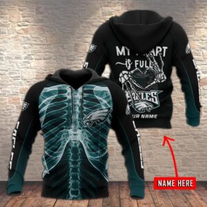 NFL Philadelphia Eagles Skelenton Personalized 3D Hoodie, NFL Hoodie