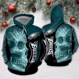 NFL Philadelphia Eagles Skull 3D Hoodie, NFL Hoodie