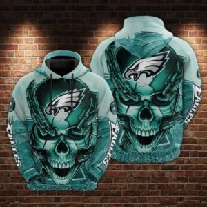 NFL Philadelphia Eagles Skull 3D Hoodie 2, NFL Hoodie
