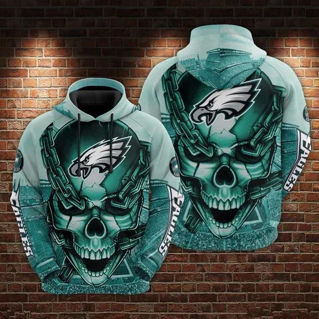 NFL Philadelphia Eagles Skull 3D Hoodie 2, NFL Hoodie NFL Philadelphia Eagles Skull 3D Hoodie 2, NFL Hoodie
