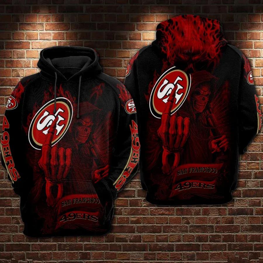 San Francisco 49ers Football Skull Smoke Red 3D Hoodie, NFL Hoodie San Francisco 49ers Football Skull Smoke Red 3D Hoodie, NFL Hoodie