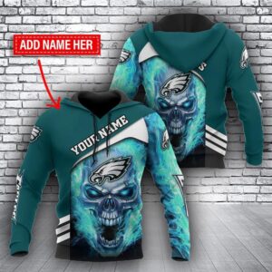NFL Philadelphia Eagles Skull Personalized 3D Hoodie, NFL Hoodie