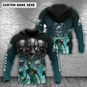 NFL Philadelphia Eagles Skull Personalized 3D Hoodie 3, NFL Hoodie