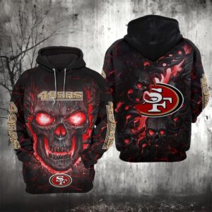San Francisco 49ers Lava Skull 3D Hoodie, NFL Hoodie