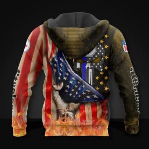 Pittsburgh Steelers American Flag Skull All Over Print Hoodie, NFL Hoodie