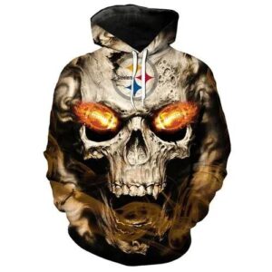 Pittsburgh Steelers Blazing Fiery Football In Skulls Eyes Pittsburgh Steelers – Hoodie 3D, NFL Hoodie