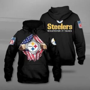 Pittsburgh Steelers Blood Inside Me Heart 3D Hoodie, NFL Hoodie