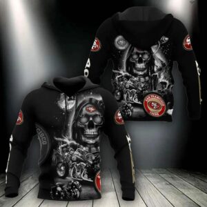 San Francisco 49ers Skeleton Motorbike 3D Hoodie, NFL Hoodie