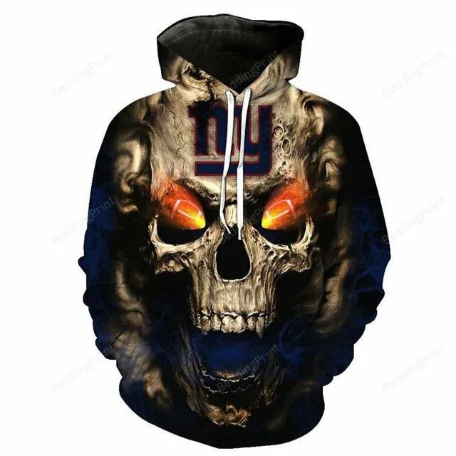 New York Giants Skull 3D Hoodie, NFL Hoodie New York Giants Skull 3D Hoodie, NFL Hoodie