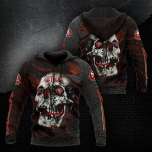 San Francisco 49ers Skull 3D Hoodie 3, NFL Hoodie