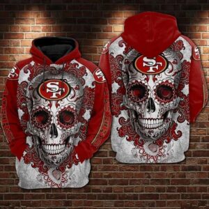San Francisco 49ers Skull 3D Hoodie 4, NFL Hoodie