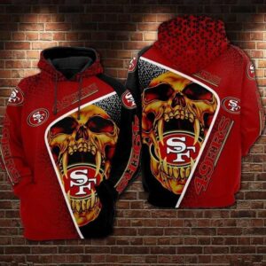 San Francisco 49ers Skull Hoodie 3D, NFL Hoodie