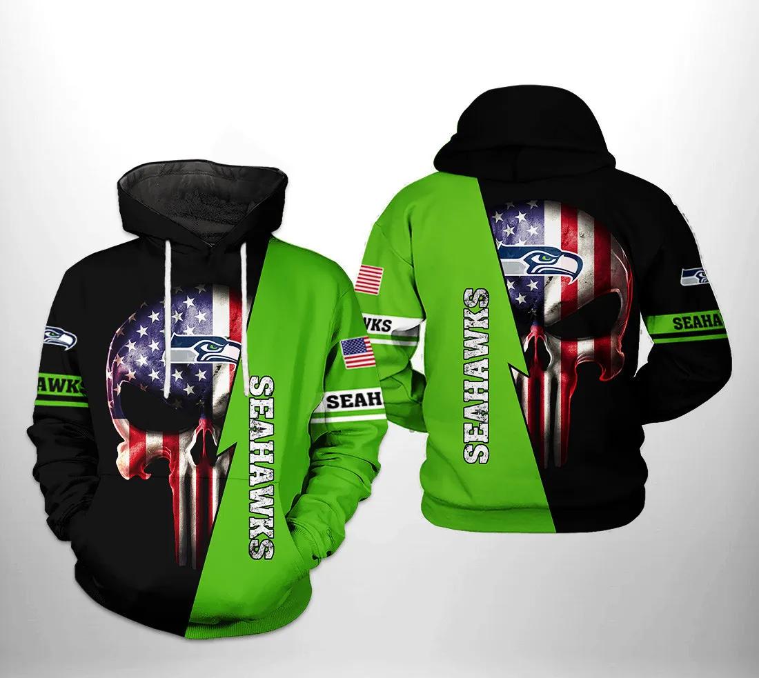 Seattle Seahawks NFL US Flag Skull Team 3D Hoodie, NFL Hoodie Seattle Seahawks NFL US Flag Skull Team 3D Hoodie, NFL Hoodie