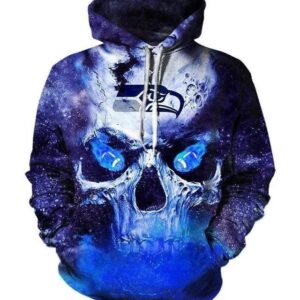 Seattle Seahawks Neon Skull Light Art 3D Hoodie, NFL Hoodie