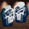 Seattle Seahawks Nfl Football Punisher Skull 3D Hoodie, NFL Hoodie