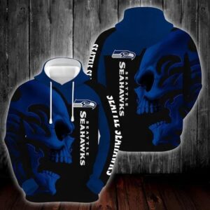 Seattle Seahawks Skull Blue 3D Hoodie, NFL Hoodie