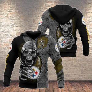 NFL Pittsburgh Steelers Skull 3D Hoodie 4, NFL Hoodie