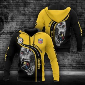 NFL Pittsburgh Steelers Skull 3D Hoodie 6, NFL Hoodie