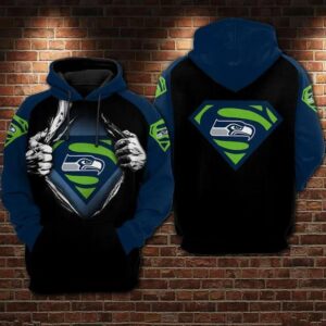 Seattle Seahawks Superman 3D Hoodie, NFL Hoodie
