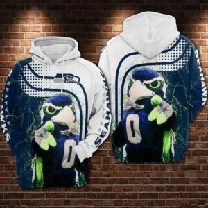 Seattle Seahawks White Blue 3D Hoodie, NFL Hoodie