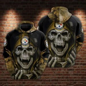 NFL Pittsburgh Steelers Skull 3D Hoodie 9, NFL Hoodie