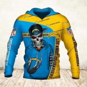 Skull Death Hold Logo Los Angeles Chargers 3D Hoodie, NFL Hoodie