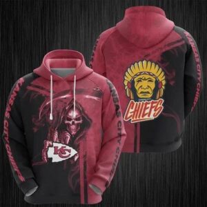 Skull and Kansas City Chiefs 3D Hoodie, NFL Hoodie