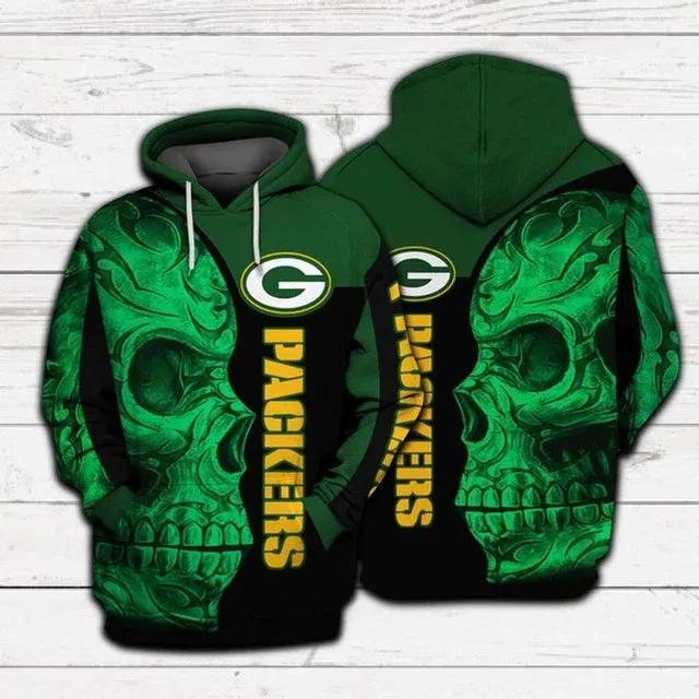 Skullcap Green Bay Packers Gift For Fan 3D Hoodie, NFL Hoodie Skullcap Green Bay Packers Gift For Fan 3D Hoodie, NFL Hoodie