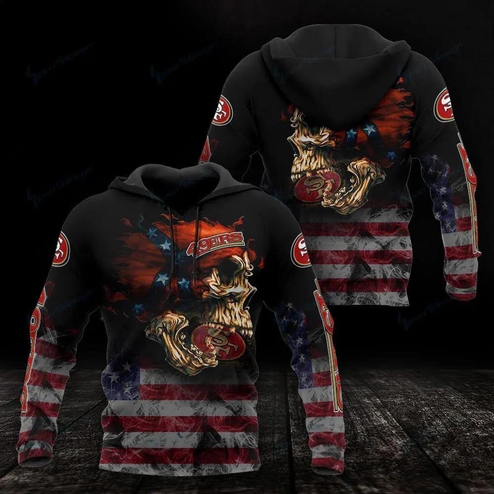 NFL San Francisco 49ers American Flag Skull 3D Hoodie, NFL Hoodie NFL San Francisco 49ers American Flag Skull 3D Hoodie, NFL Hoodie