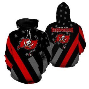 Tampa Bay Buccaneers American Flag Black 3D Hoodie, NFL Hoodie