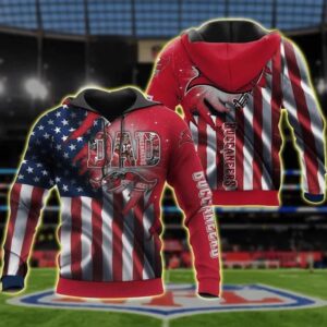 Tampa Bay Buccaneers Dad With Flag American 3D Hoodie, NFL Hoodie