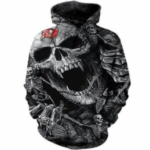 Tampa Bay Buccaneers Skull and Skeleton 3D Hoodie, NFL Hoodie