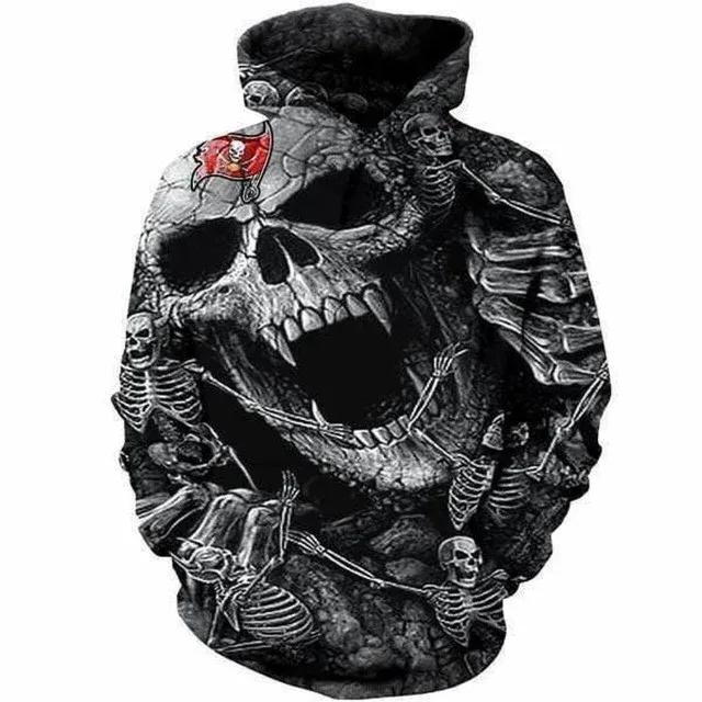 Tampa Bay Buccaneers Skull and Skeleton 3D Hoodie, NFL Hoodie Tampa Bay Buccaneers Skull and Skeleton 3D Hoodie, NFL Hoodie