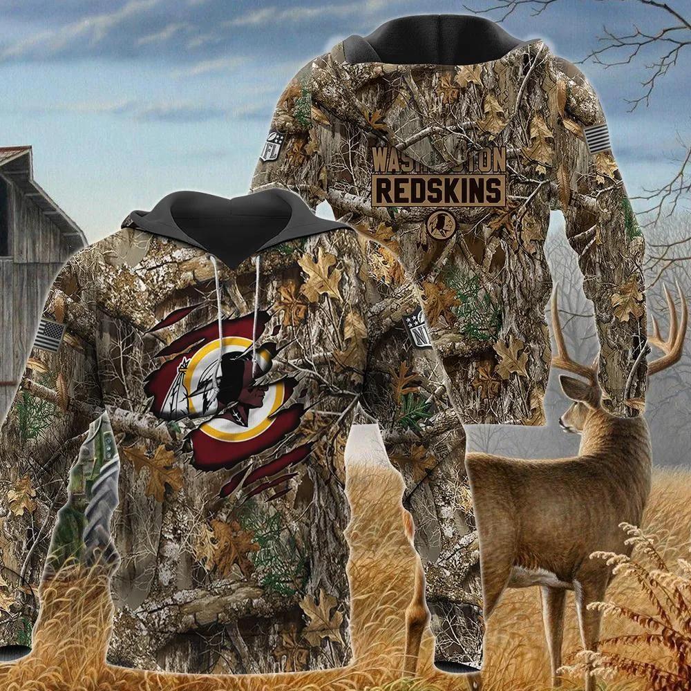 Washington Commanders Realtree Hunting Camo 3D Hoodie, NFL Hoodie Washington Commanders Realtree Hunting Camo 3D Hoodie, NFL Hoodie