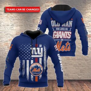 Old Man Who Love His  New York Giants and New York Mets 3D Hoodie, NFL Hoodie