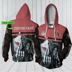 Personalized Arizona Cardinals Skull 3D Hoodie, NFL Hoodie