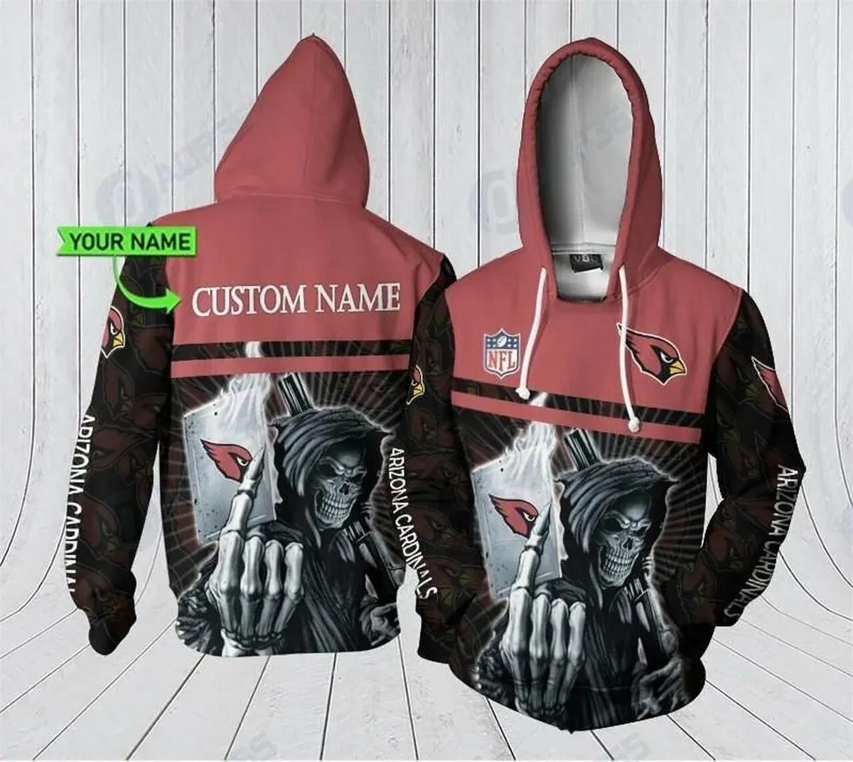 Personalized Arizona Cardinals Skull 3D Hoodie, NFL Hoodie Personalized Arizona Cardinals Skull 3D Hoodie, NFL Hoodie
