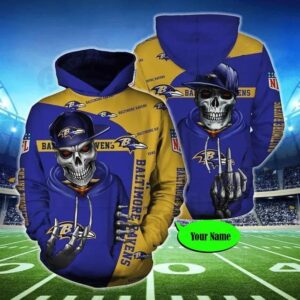 Personalized Baltimore Ravens Hiphop Skeleton – Hoodie 3D, NFL Hoodie